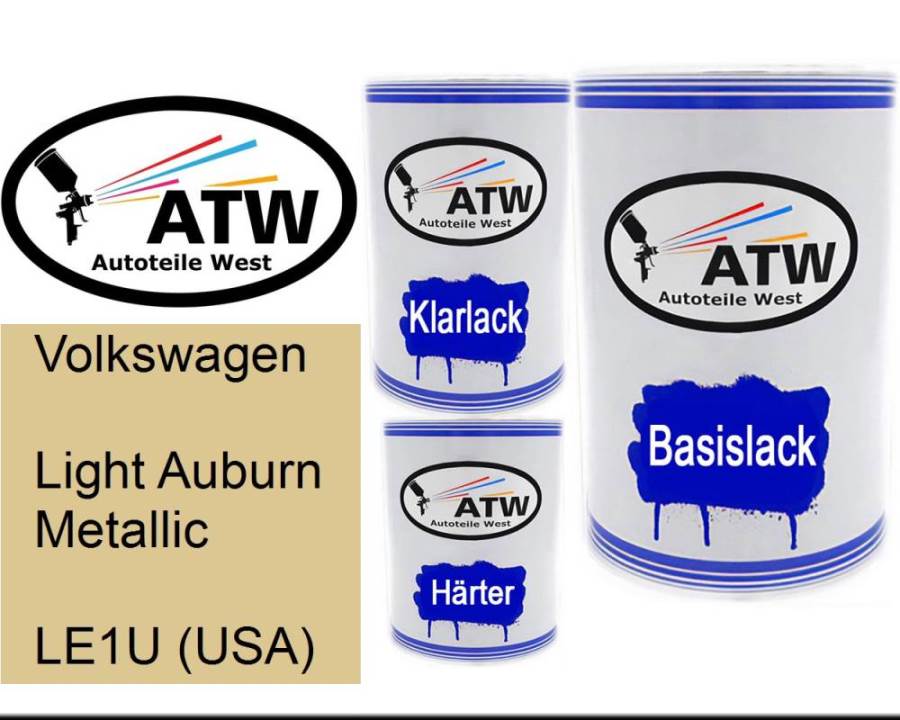 Volkswagen, Light Auburn Metallic, LE1U (USA): 500ml Lackdose + 500ml Klarlack + 250ml Härter - Set, von ATW Autoteile West.